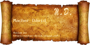 Macher Dávid névjegykártya